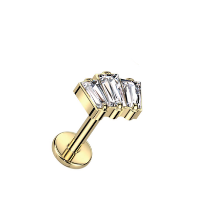 Alba - Titanium Tristone Baguette Stud