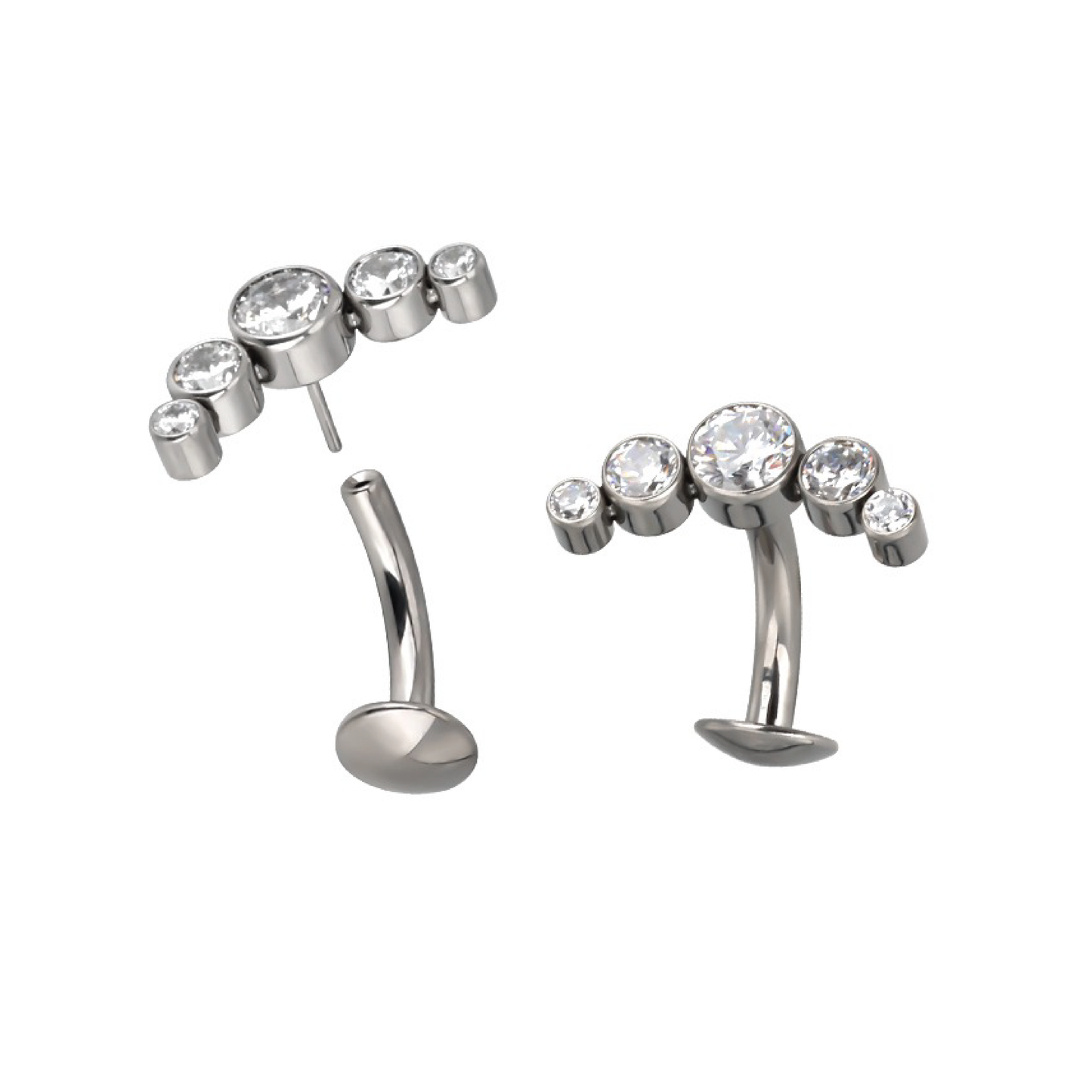 Tia - Titanium Floating Multi-stone Belly Ring