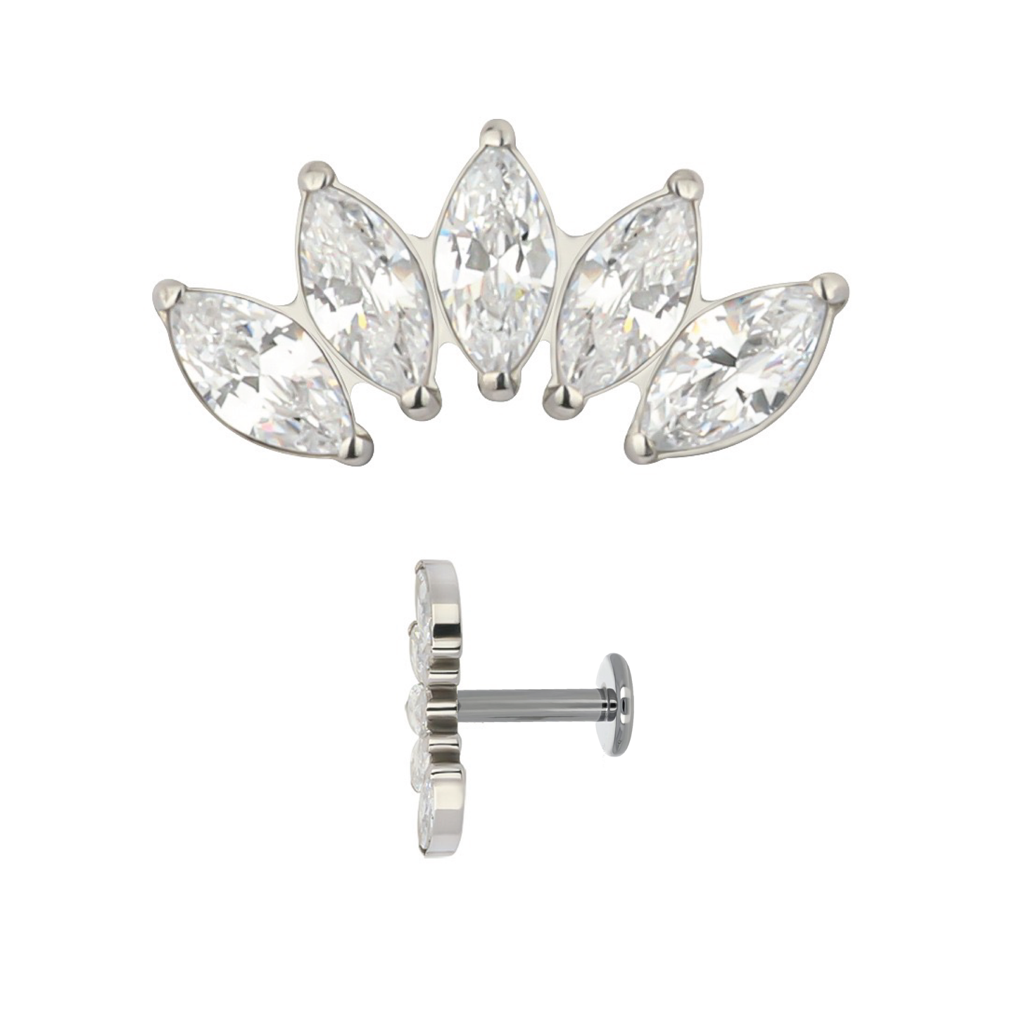 Mia - Titanium Marquise Curved Stud