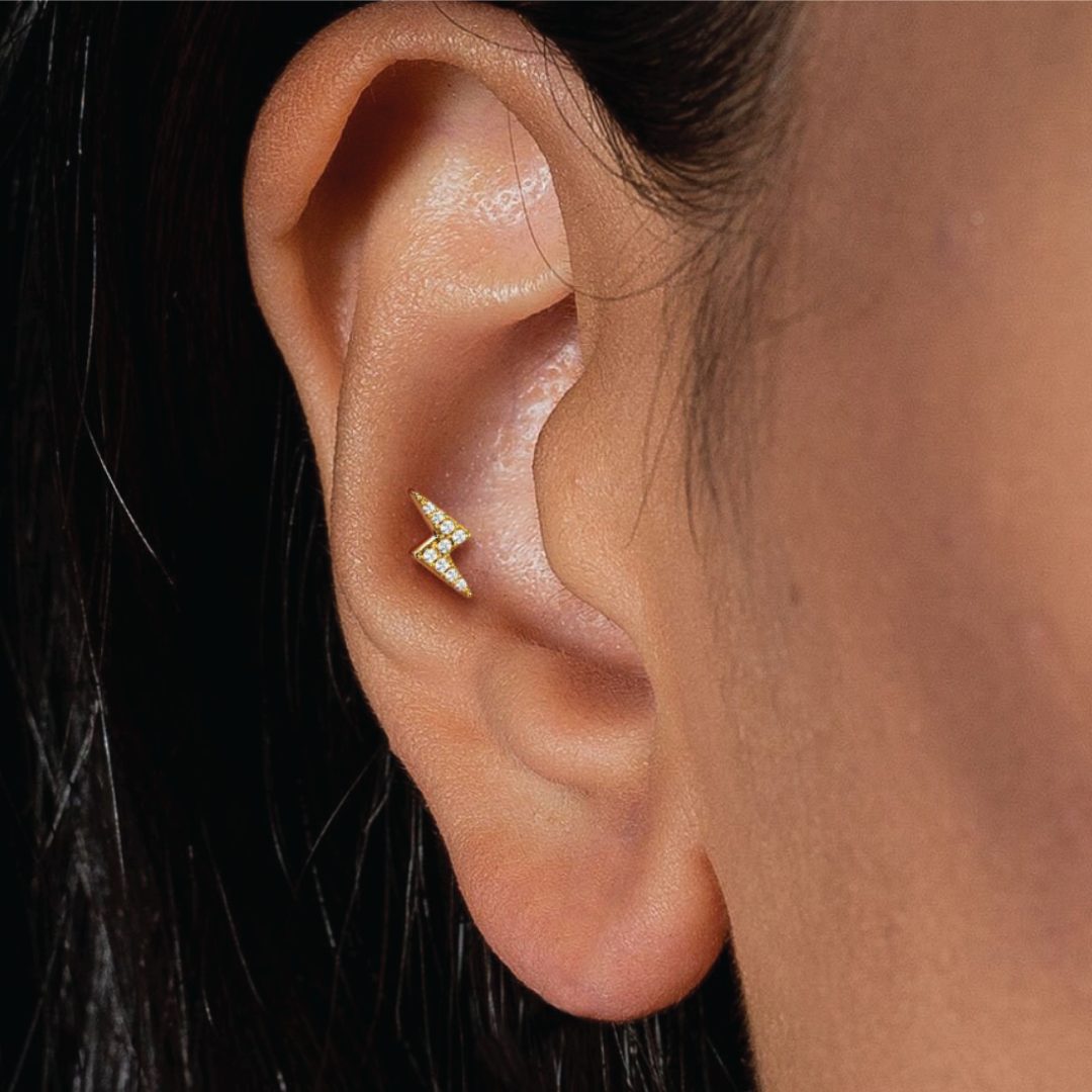 Mila - Titanium Lightening Bolt Stud