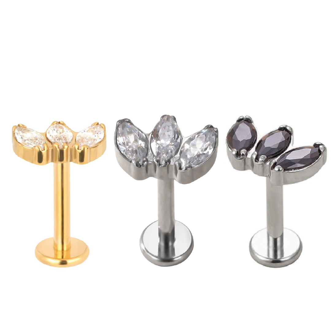 Olivia - Titanium Tristone Marquise Stud