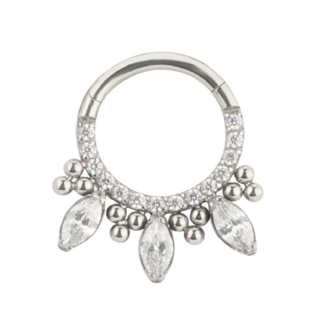 Victoria - Titanium Jewelled Marquise Cluster Daith / Septum Ring