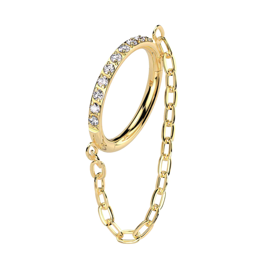 Zahara - Titanium Segment ring with side facing stones and chain