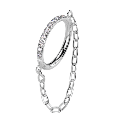 Zahara - Titanium Segment ring with side facing stones and chain