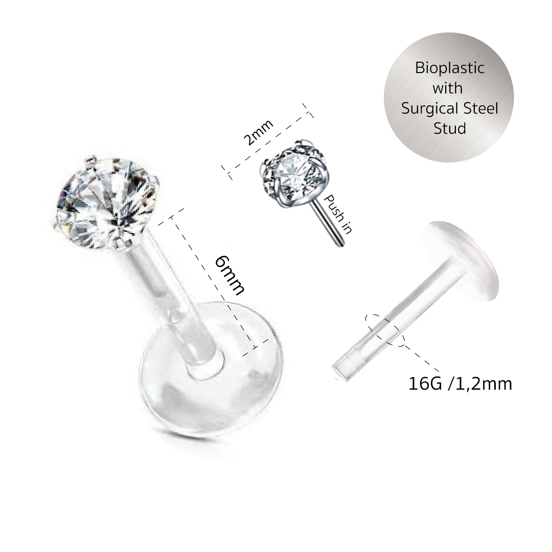 Aurora - Bioplastic Labret Push In Stud