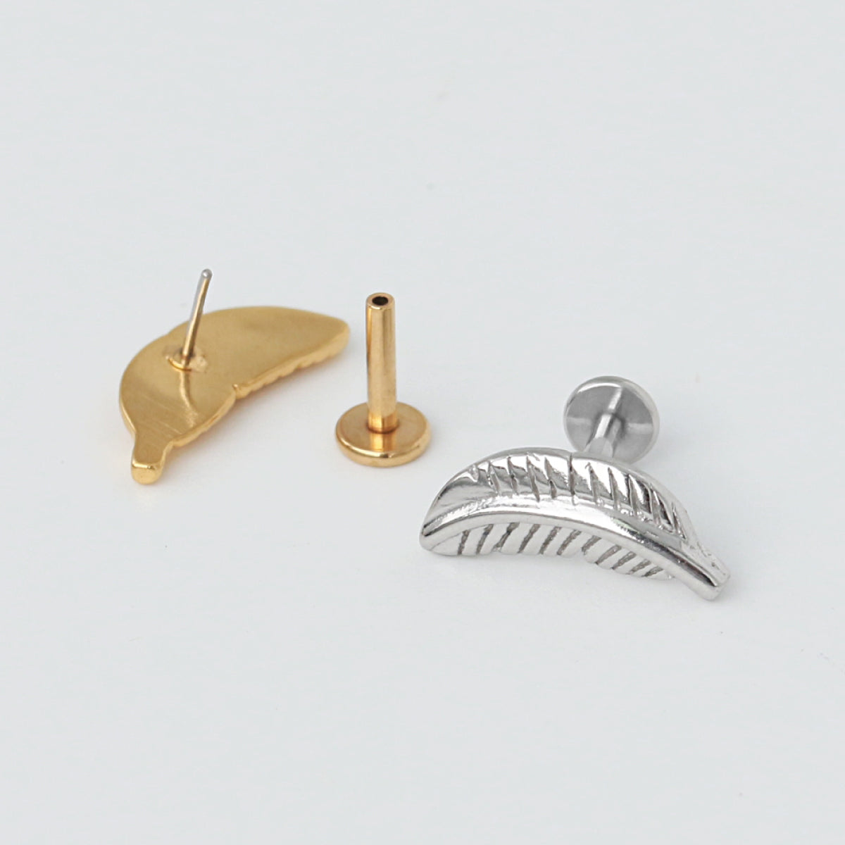 Maria - Threadless Surgical Steel Vintage Feather Stud