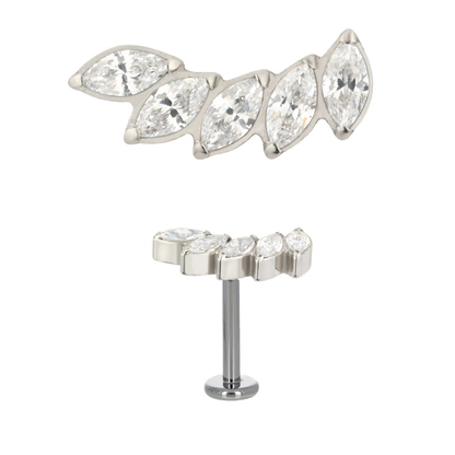 Luna - Titanium Curved Marquise Stud