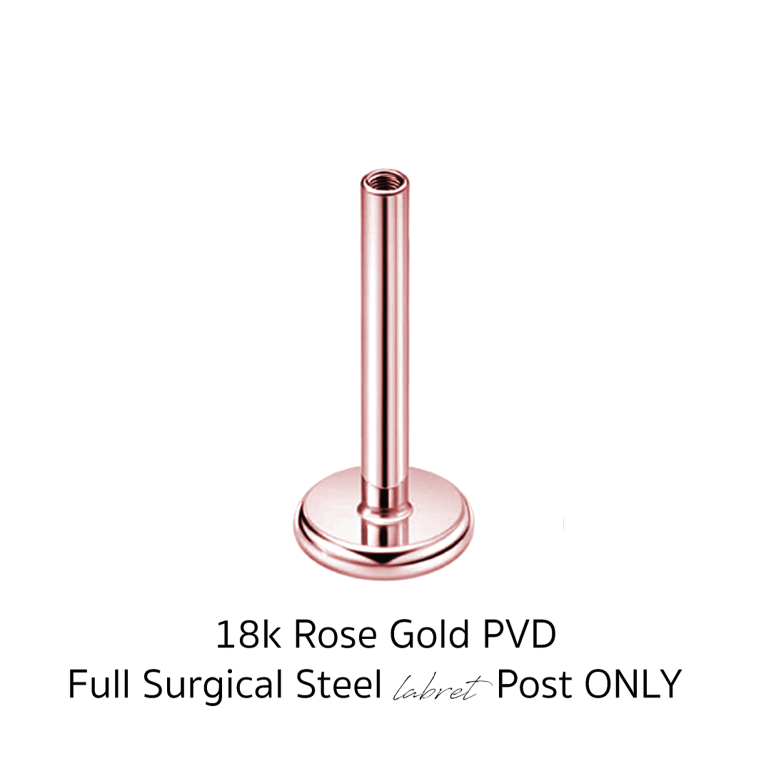 8mm Surgical Steel Threaded Labret Flat Back Post Only