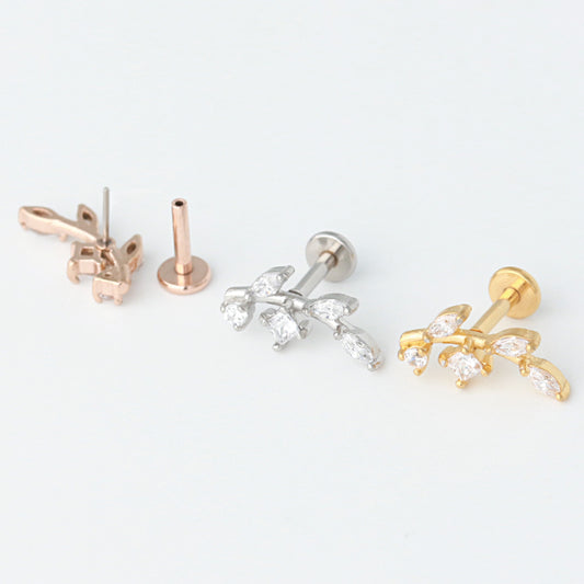 Valeria - Threadless Surgical Steel Vine Stud