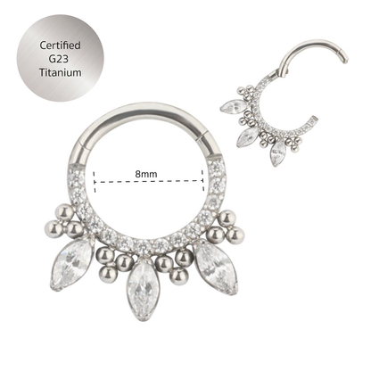 Victoria - Titanium Jewelled Marquise Cluster Daith / Septum Ring